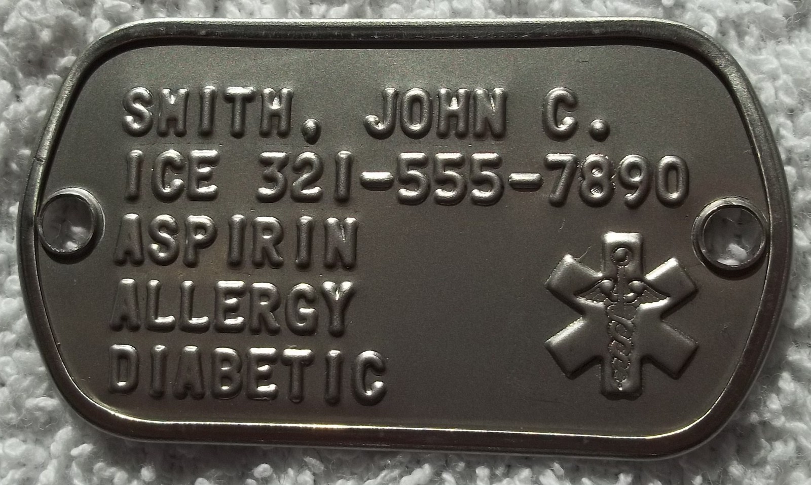 2 Hole MEDICAL Information Dog Tag Dogtag For Your Paracord