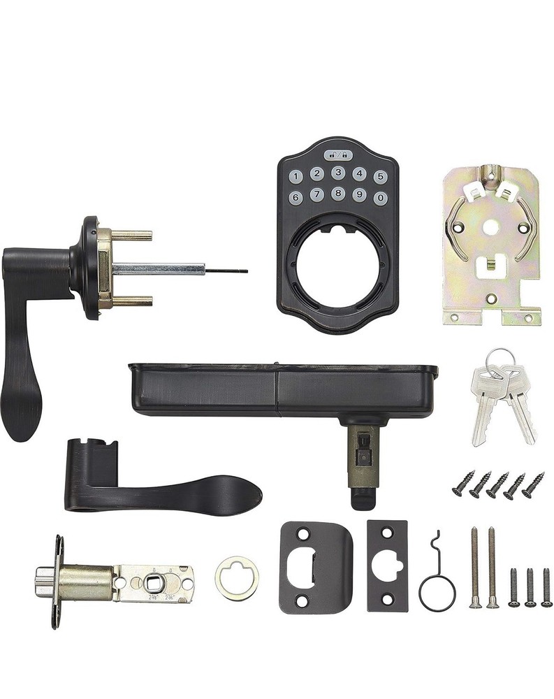 Amazon Basics Keyless Entry Door Lock Deadbolt with Handle - Oil Rubbed Bronze