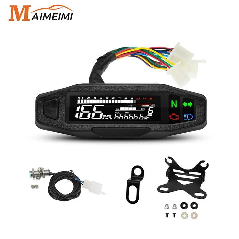 Universal Digital Motorcycle Speedometer Moto Meter Digital Tachometer Odometer