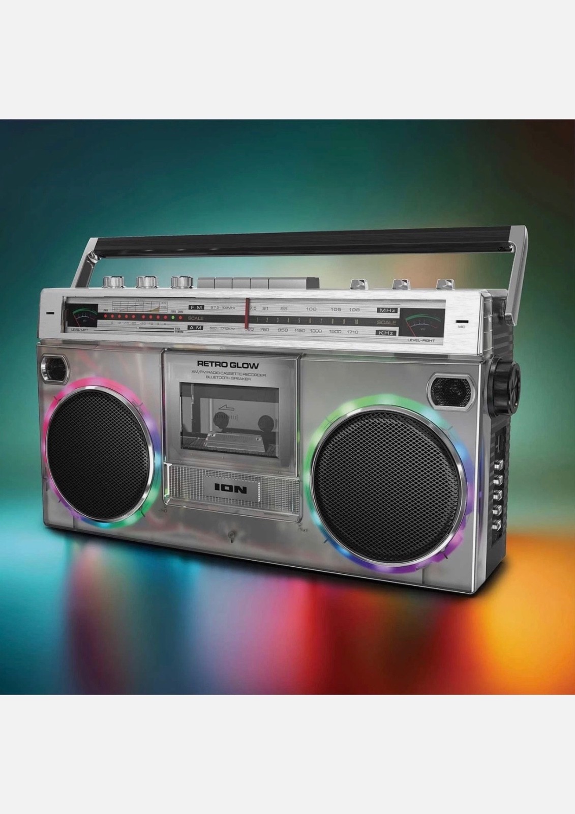 ION Audio Retro Modern Glow Boombox with Cassette Player