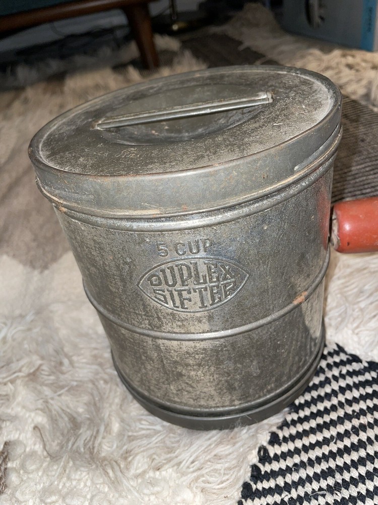 Duplex Five Cup Sifter, Wood Handle, Antique Vintage