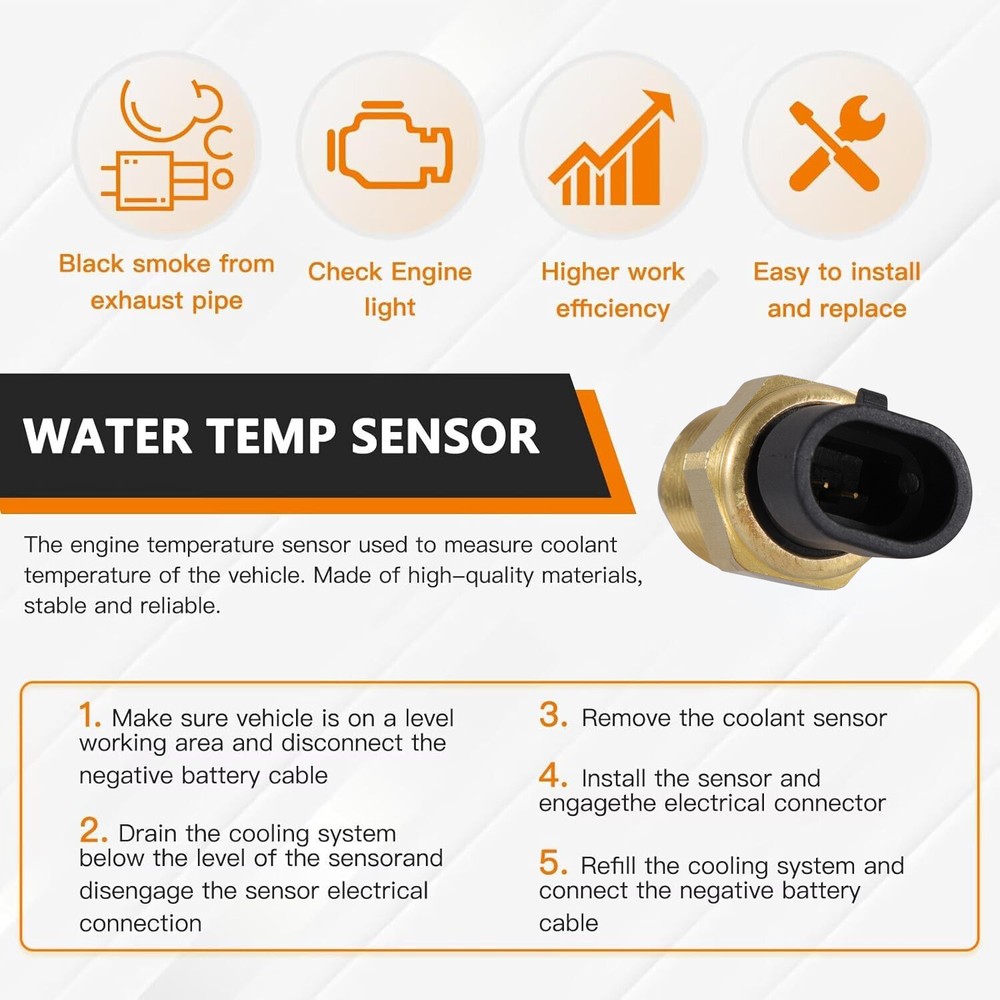 2Pcs 12146312 Engine Coolant Temperature Sensor Water Temp Sender for Chevy GMC