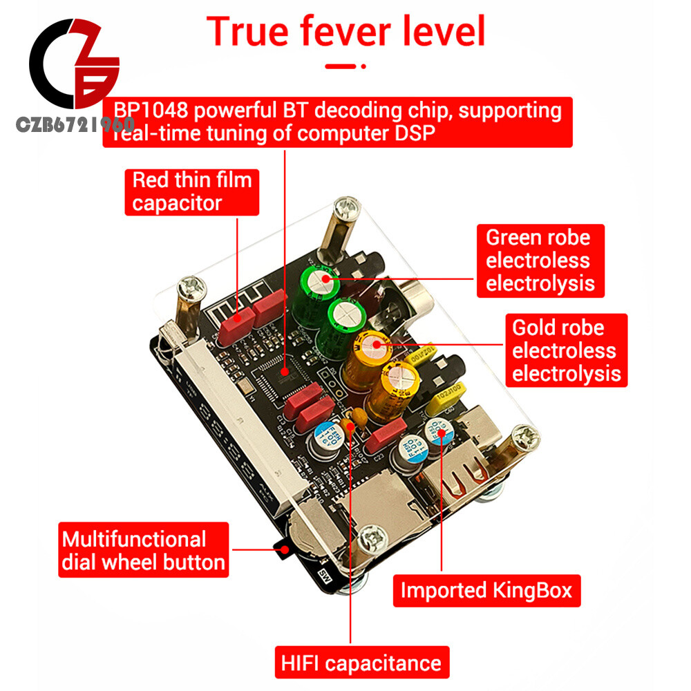 ZK-DAM-K1 Bluetooth U Disk Sound Card TF Decoder Board Front DSP Tuning Type-C