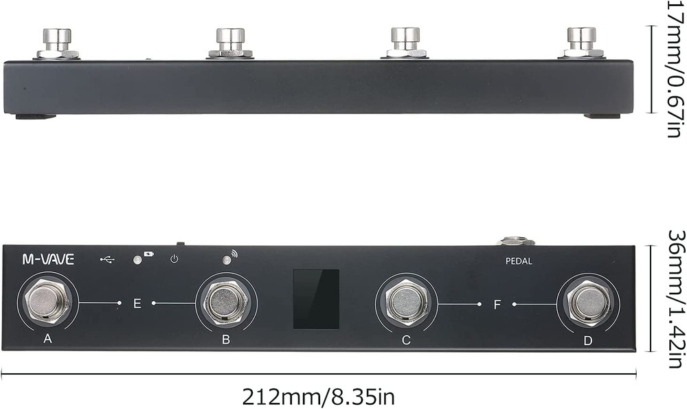 BT MIDI Foot Controller Wireless MIDI Controller Rechargeable 4 Buttons Pedal AP