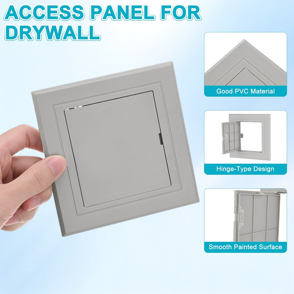 2-Pack Access Panel for Drywall, 3.7x3.7" Plastic Wall Hole Cover [Gray]