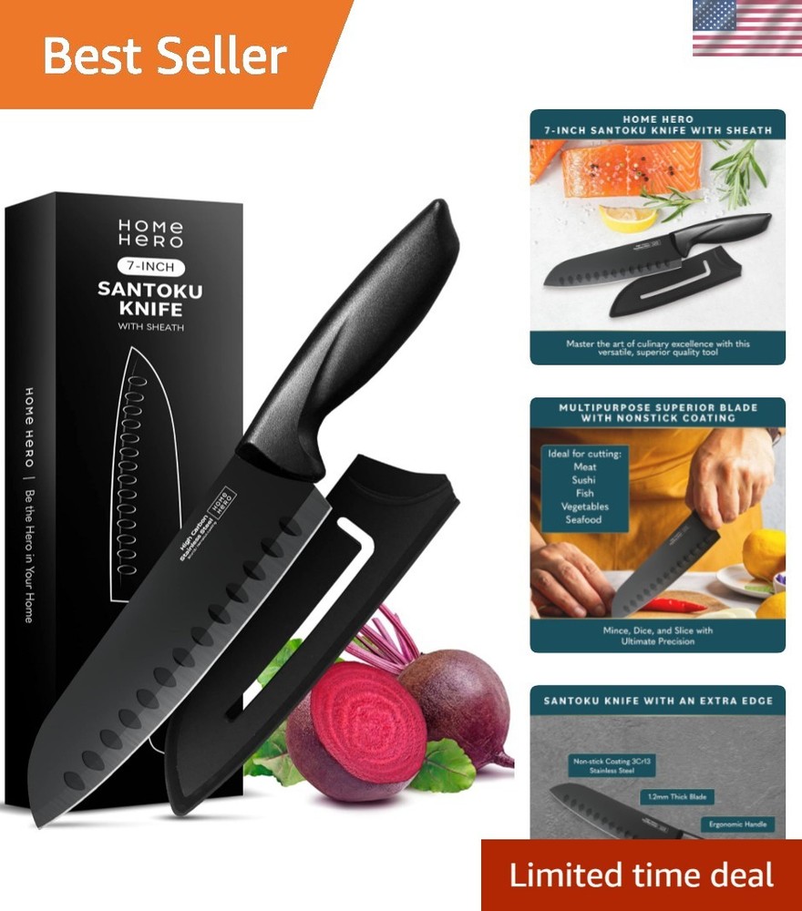 Razor-Sharp Santoku Knife & Protective Sheath - Multi-Purpose Kitchen Essential