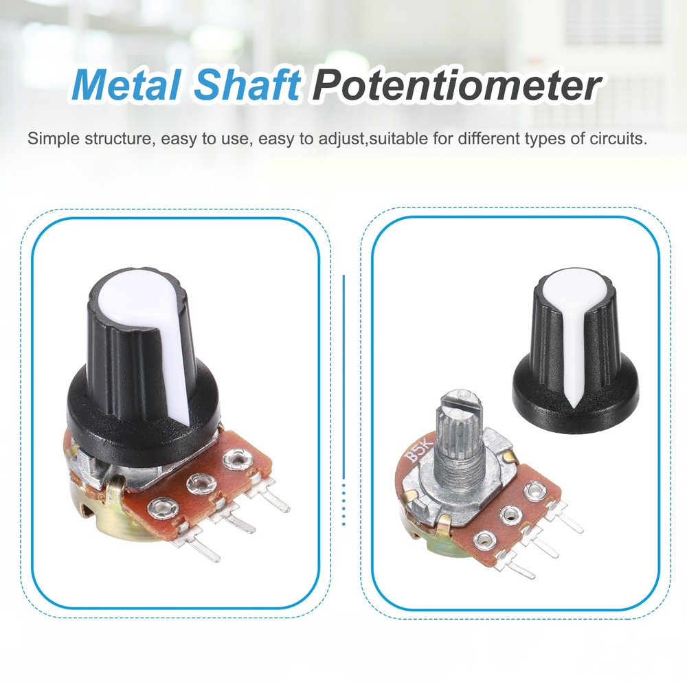 5Pcs WH-148 Potentiometer 3Pins B5K±20% Ohm Variable Resistor with 5 Knobs