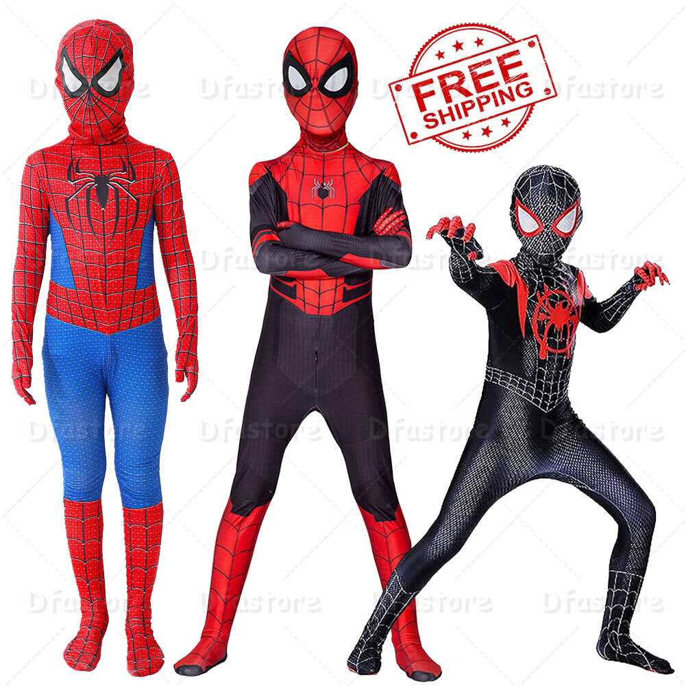 Superhero Spider-Man Costume Miles Halloween Jumpsuit Kids Boys Cosplay Bodysuit