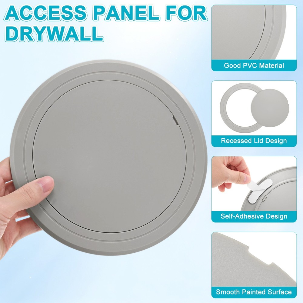 1-Pack Access Panel for Drywall, 6x6 Inch Round Plastic Removable [Gray]