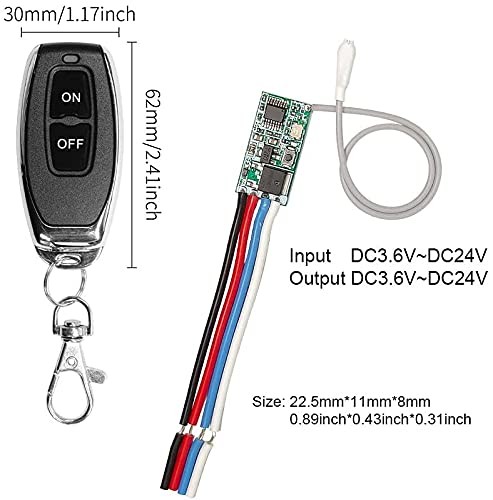 RODOT Mini Wireless Switch, 433Mhz Remote Control Relay Switch, DC 6V-24V 1CH...