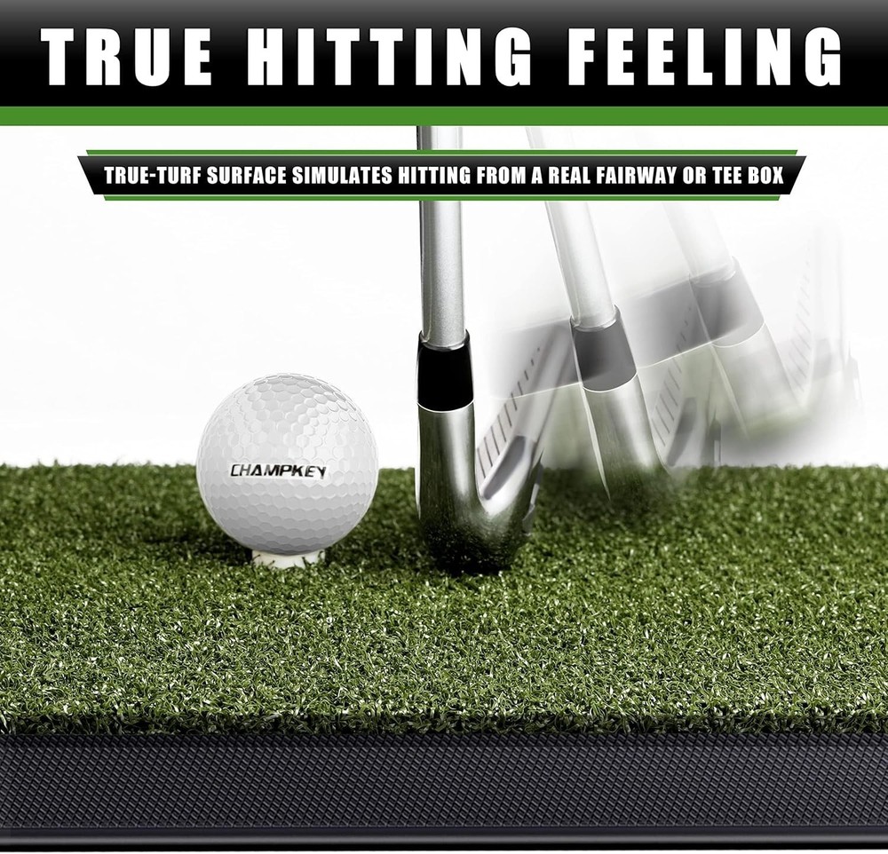 Compact Golf Practice Mat with Rubber Base and Tees - Real Turf Feel, Foldable