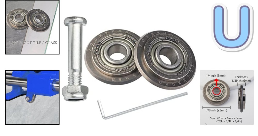 Tungsten-Carbide Tile Scoring Wheel - 2-pack 7/8 Inch Replacement for Cutting