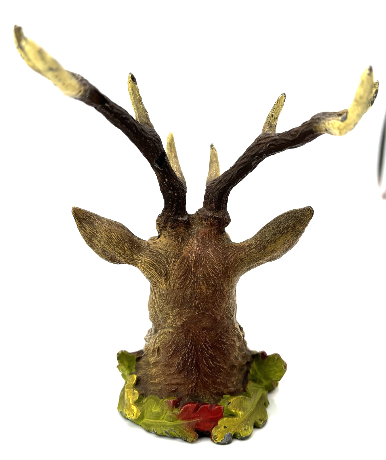 Antique Austrian Cold Painted Bronze Deer Head Stag Elk Pen Rest Holder Detail
