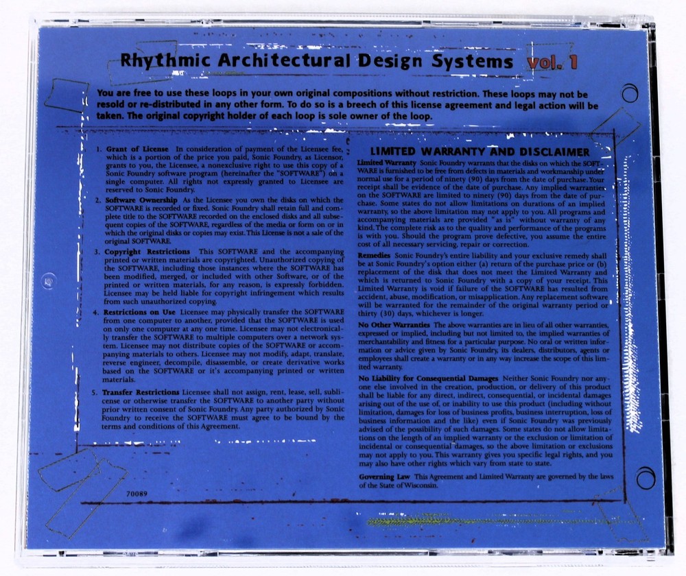 Sonic Foundry RAD Systems Vol. 1 Loops For Acid Sample/Sound Library/Sampling CD