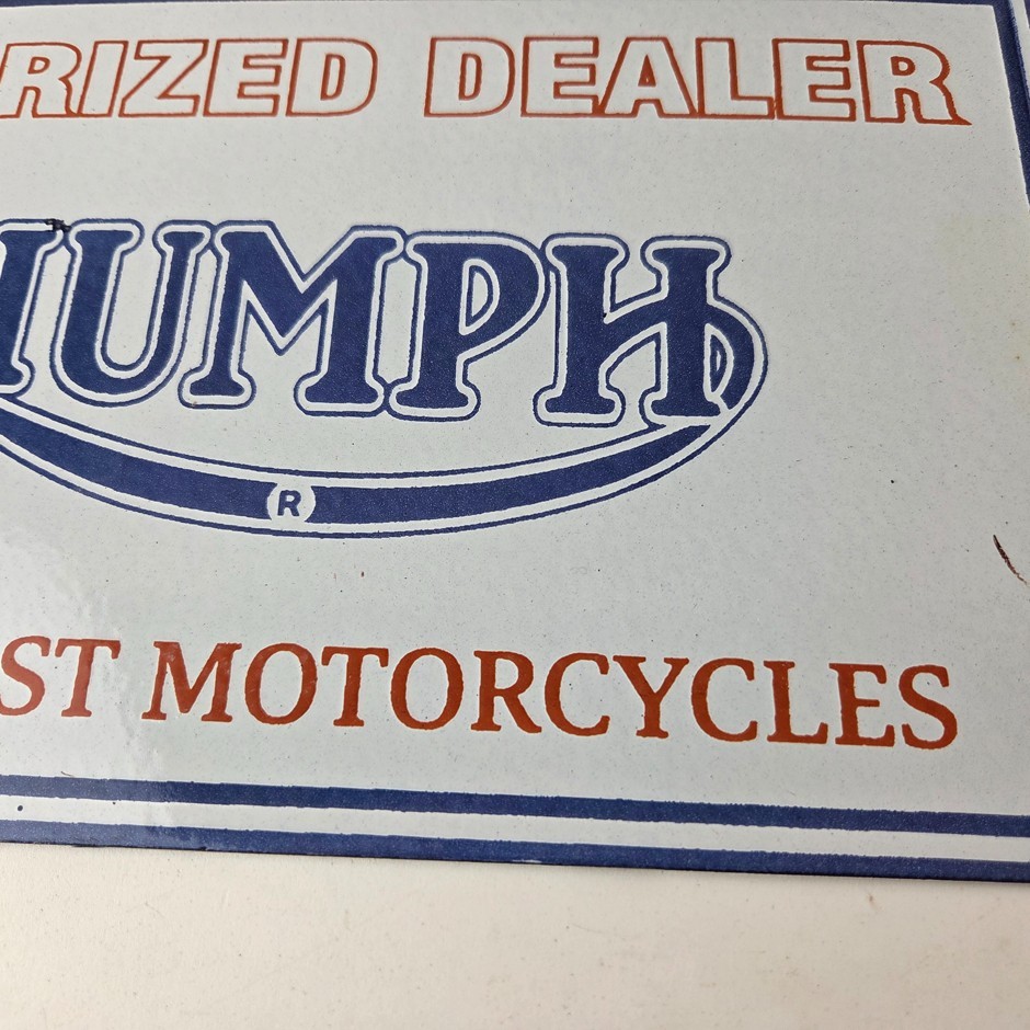 Vintage Triumph Motorcycles Sign - Gas Service Pump Porcelain Gasoline Sign