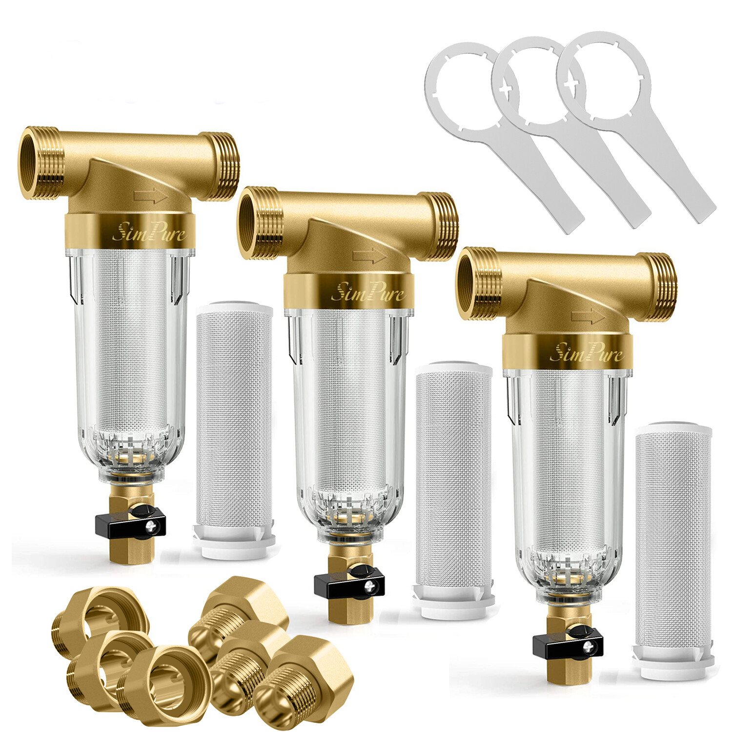 Reusable Whole House Spin Down Sediment Water Filter Pre-Filter System 40 +200μm