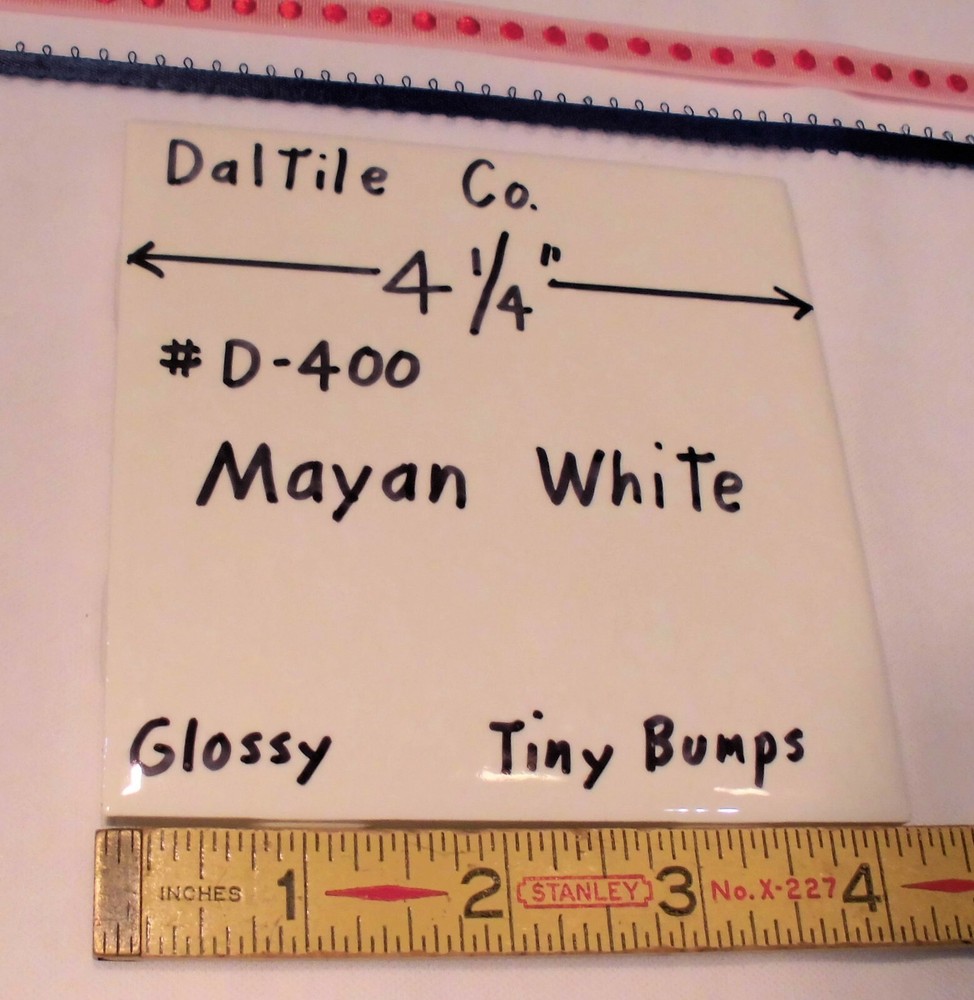 1 pc. Mayan White: Glossy Ceramic Tile by Daltile 4-1/4" Tiny Bumpy, Dimple NEW