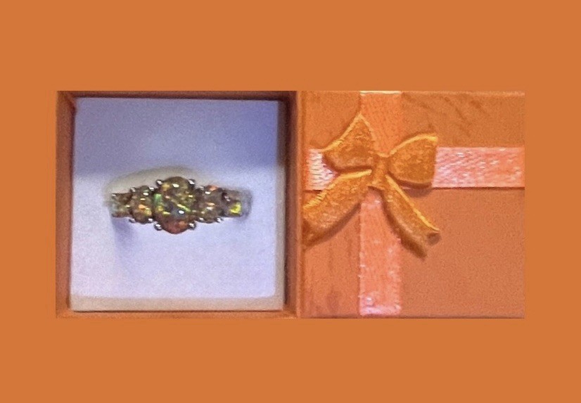 Beautiful Orange Fire Opal Five-Stone Ring Size 10