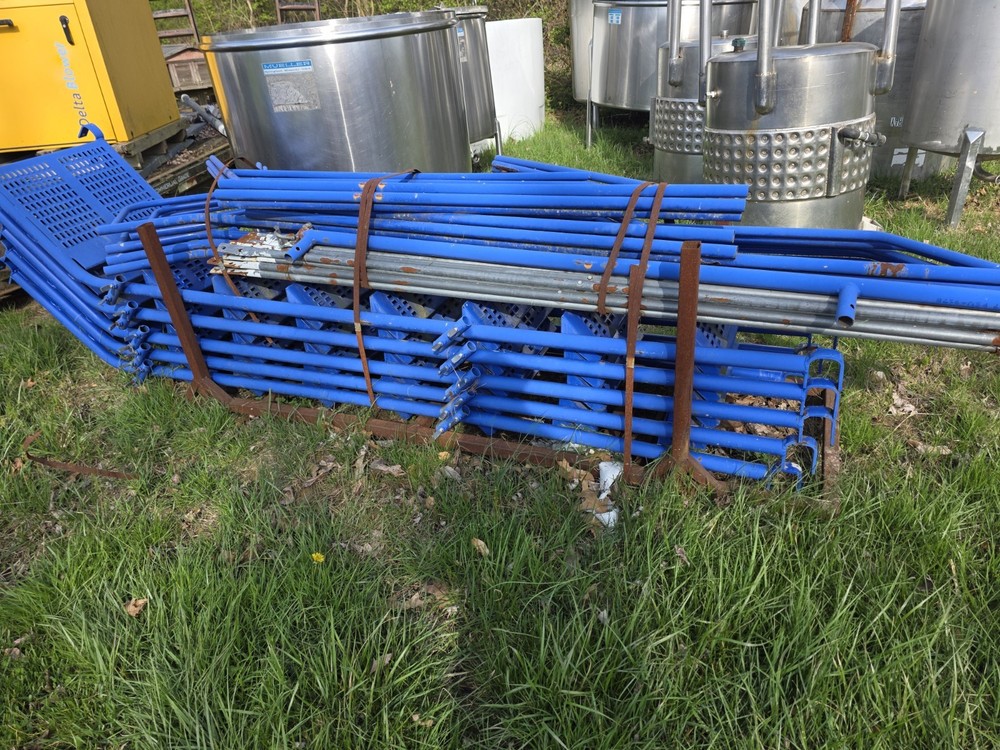 Blue Modular Scaffolding Components with Metal Platform