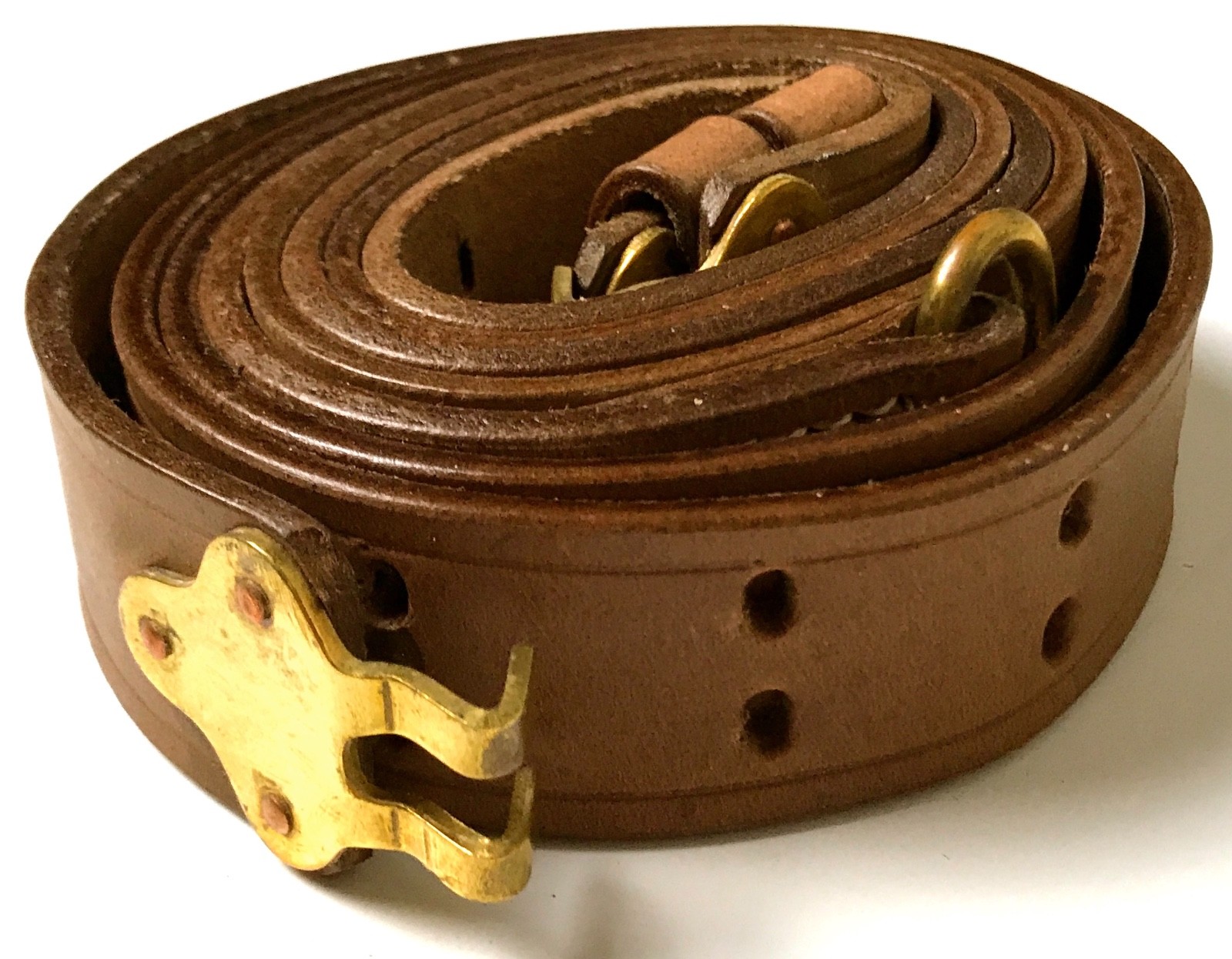 WWI US M1903 SPRINGFIELD REMINGTON RIA RIFLE CARRY SLING-LIGHT BROWN LEATHER