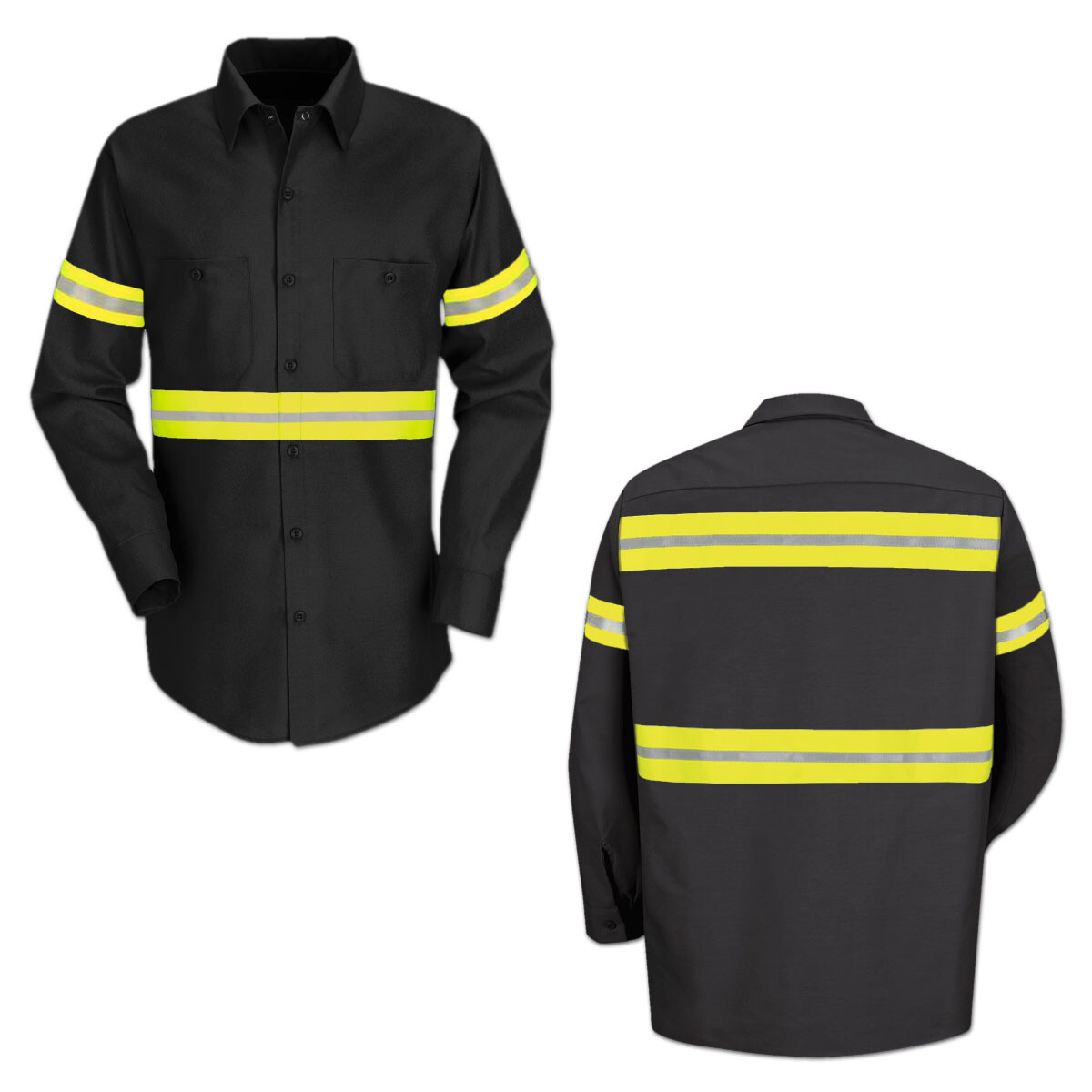 Red Kap Hi Vis Reflective Work Towing Uniform Shirt LS