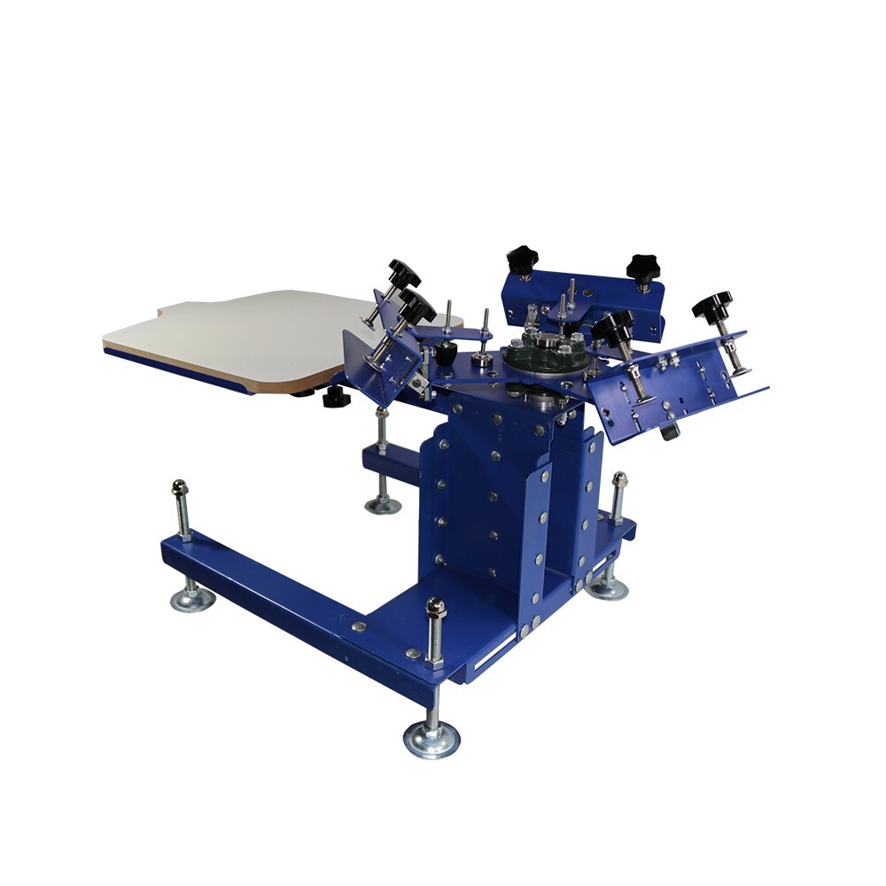 3 Color 1 Station Single Rotating Screen Printing Press Height&Width Adjustable