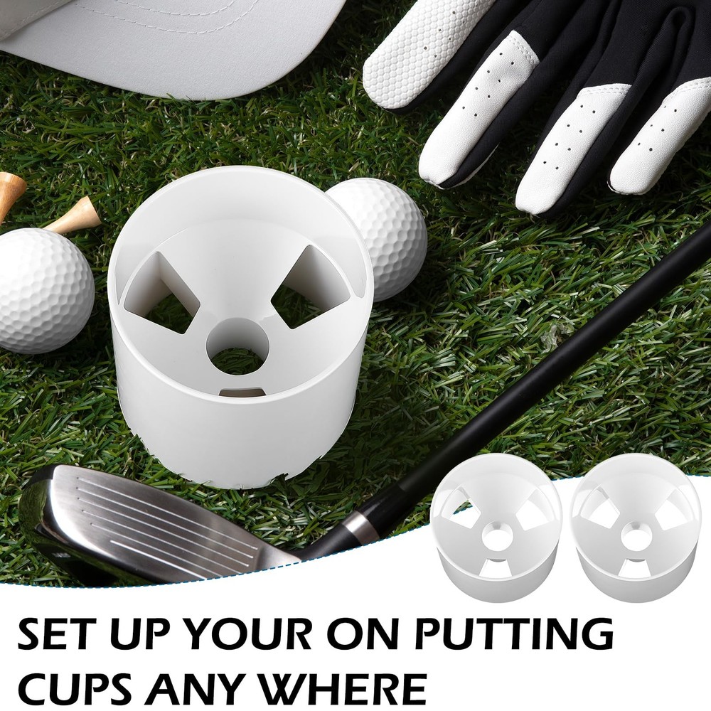 Golf Hole Cup Set - 2PCS Ivory White Plastic, 4 Deep, Durable Design