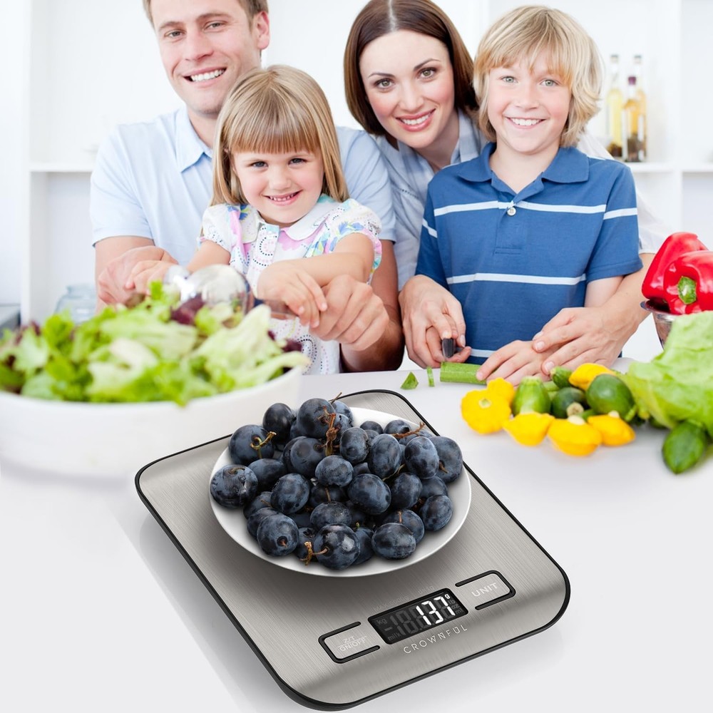 Compact Digital Food Scale with Tare Function & Easy Read LCD Display - 11 lb