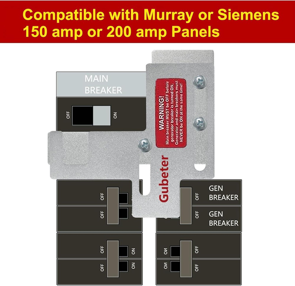 Generator Interlock Kit Compatible with Murray or Siemens 150 amp or 200 amp Pan