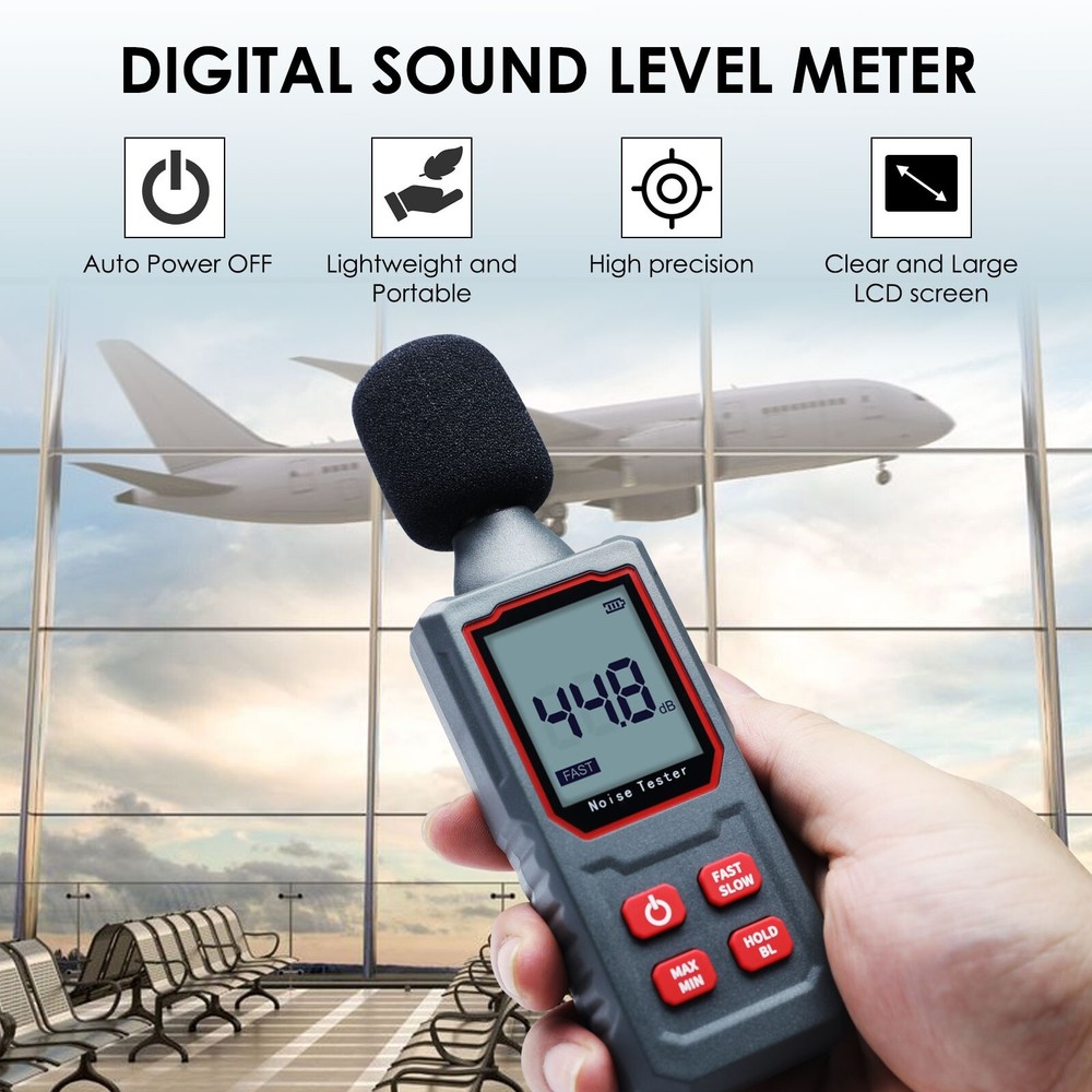 Portable Handheld Sound Level Meter 30-130dB with Capacitive Microphone Sensor