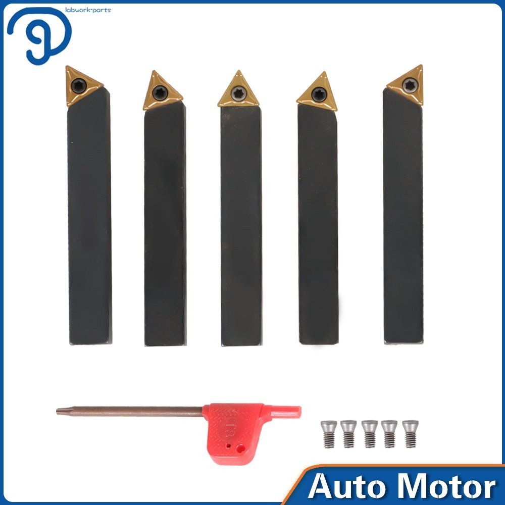 5 PACK New 3/8" Carbide Indexable Turning Tool Bit With Carbide Inserts