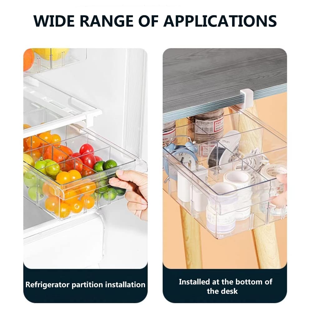 Fridge Drawer Organizer, Refrigerator Organizer Bins, Pull Out with Handle, S...