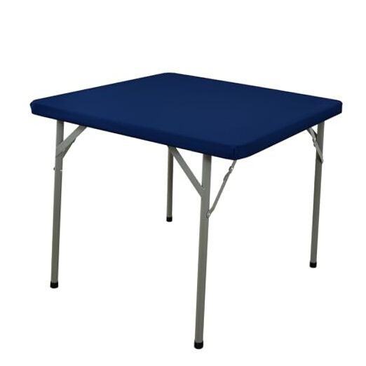 Square Elastic Fitted Tablecloth, Windproof 34" x 34" (Square) Navy Blue