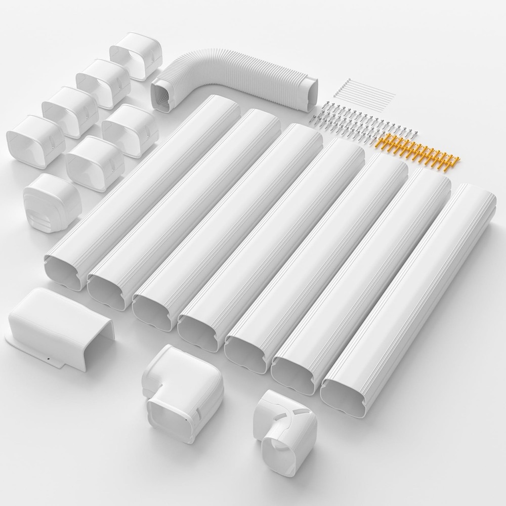 Mini-Split AC Line Set Cover: 4" 26 Ft Line Hide for Mini Split Central AC HV...