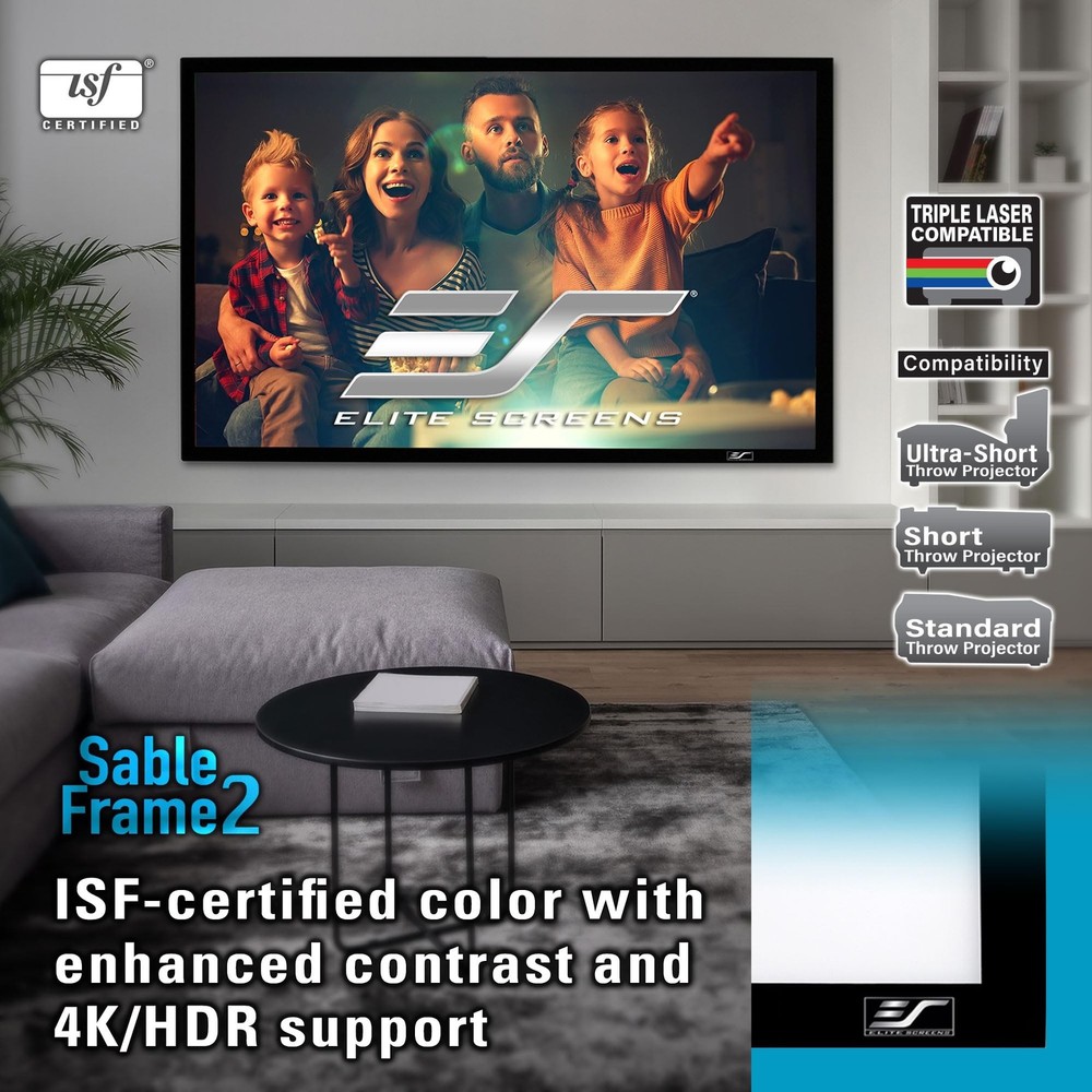 Elite Screens Sable Frame 2, 100-Inch Fixed Frame Projector Screen, 16:9 8K/4...