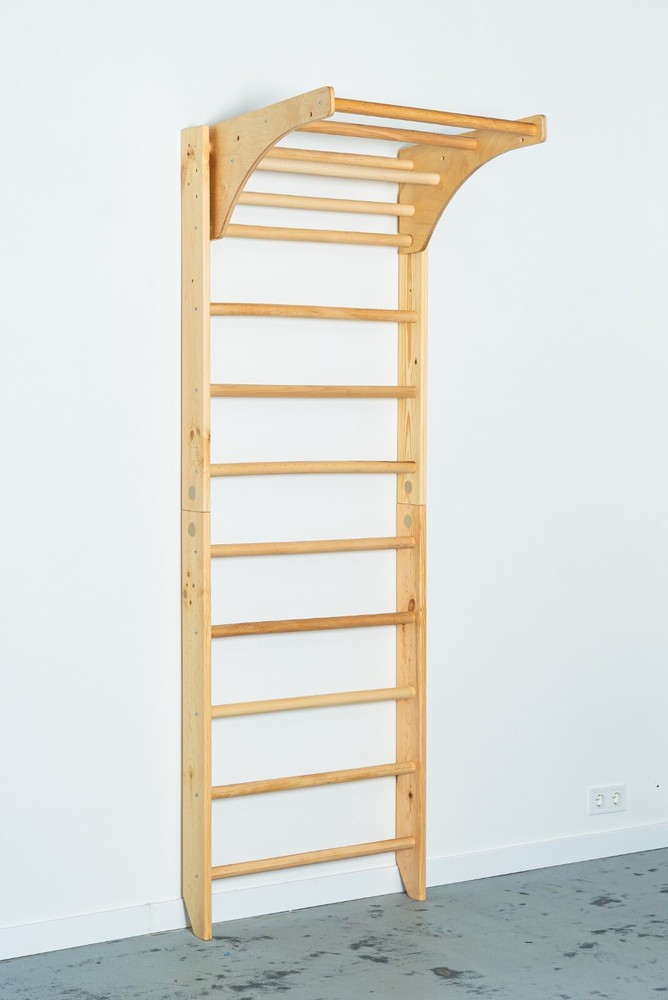 Wooden Wall Stall Bars with Adjustable Pull up Bar - Suitable for Home, School