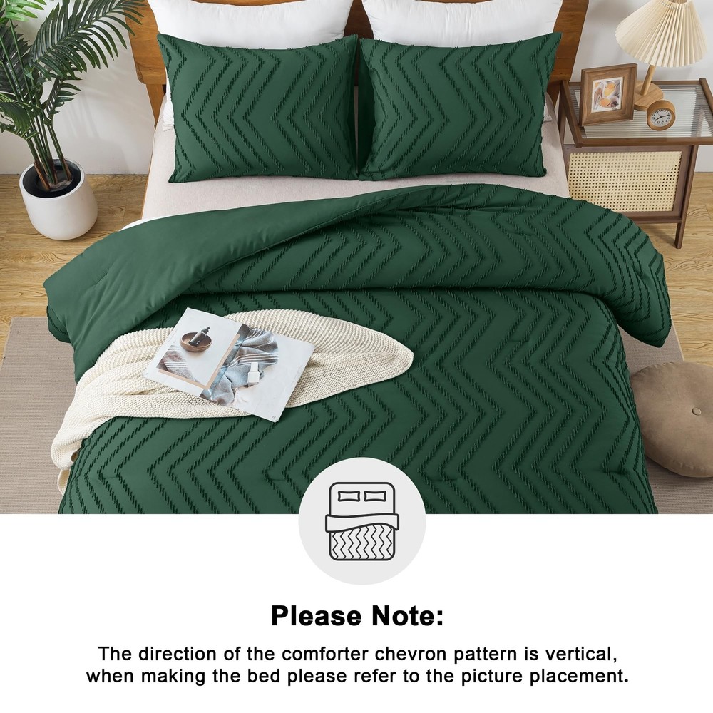 Andency Emerald Green Comforter King Size, Boho Dark Green Soft Warm Bedding ...