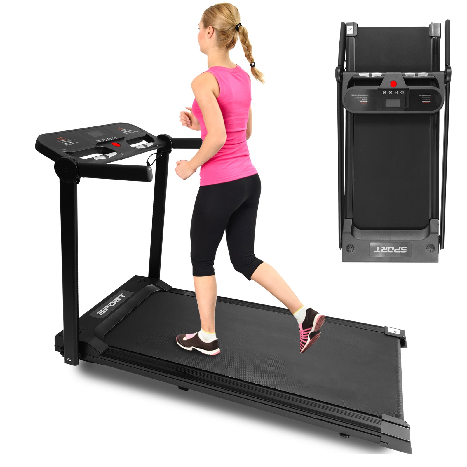 ‌Space-Saving 3HP Folding Treadmill - Shock Absorbing & Extra Wide Running Belt‌