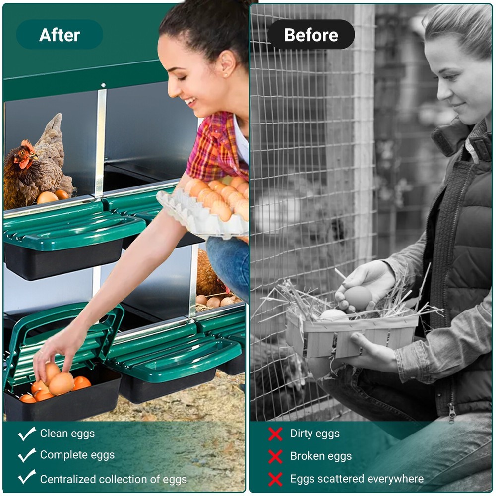 6 Hole Chicken Nesting Box Hen Laying Boxes Roll Away Nesting Box for Laying Egg