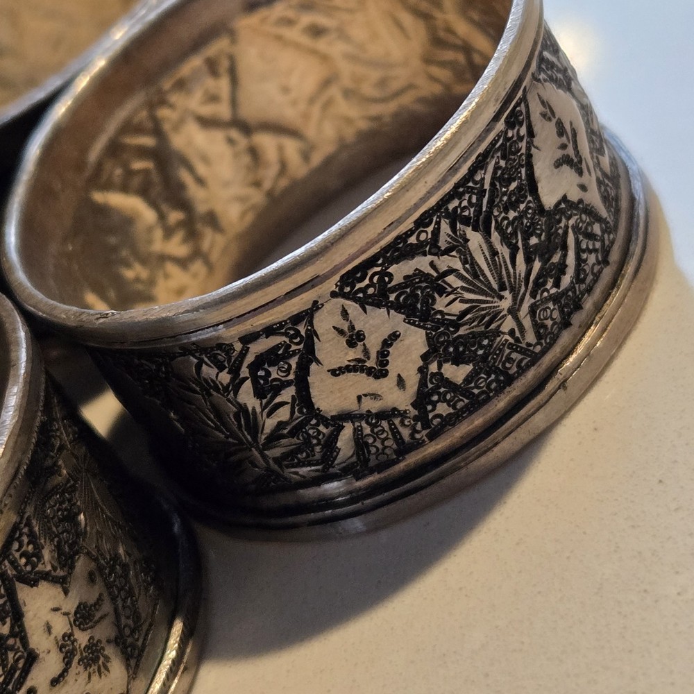 Set Of 4 Genuine Middle Eastern Solid Silver Napkin Ring