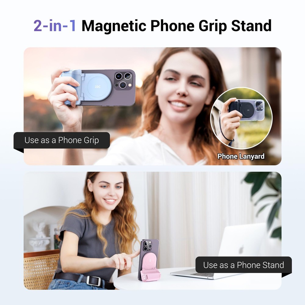 JJC Magnetic Phone Camera Grip Handle with Wireless Shutter Remote, Black