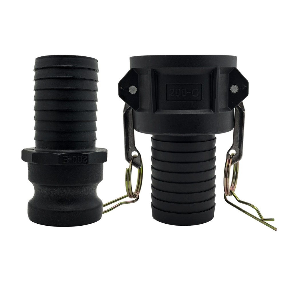 2-in Camlock Fitting Set, Type C, Type E, Polypropylene, Cam, Groove Coupling