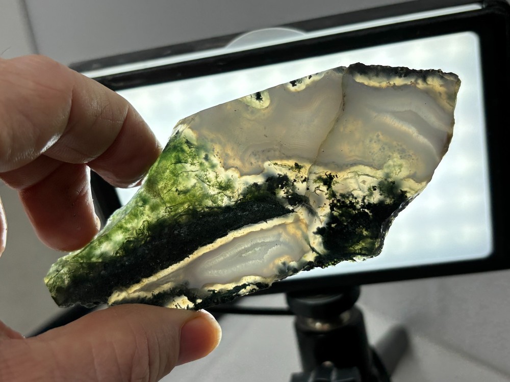 Semi-translucent Moss Agate Slabs Cabbing Lapidary Combo Ship Avail