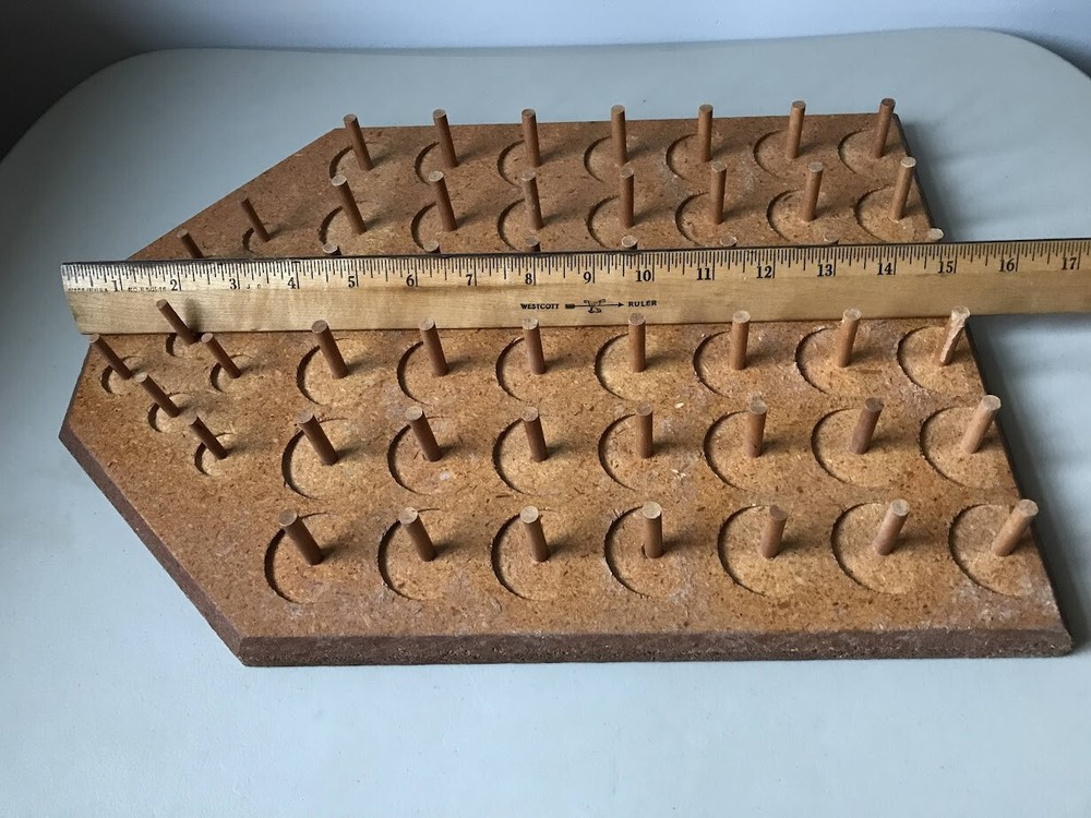 Vintage Sewing Thread Spool Bobbin Holder 51 Pegs Wall Mount