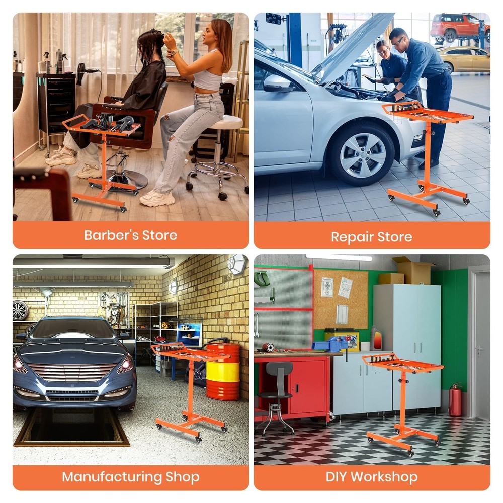 Mobile Work Table 300Lbs Mobile Rolling Tool Table with Wheels Adjustable Height