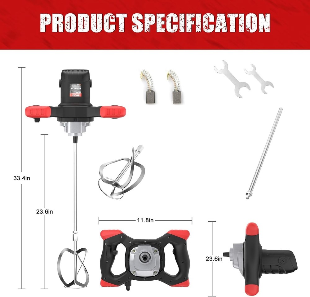 Multi-Purpose 110V Cement Mixer - Efficient Mixing for Plaster, Grout & More
