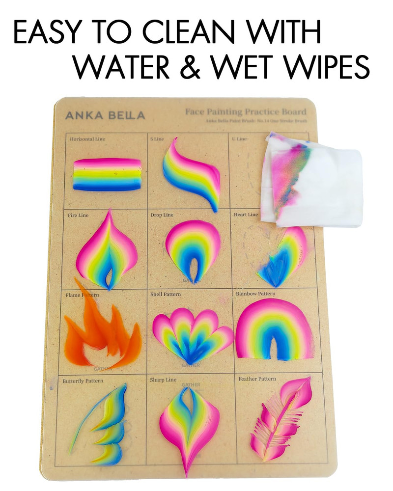 Reusable Face Paint Practice Board 7Pcs Painting Sheet with Various Patterns One