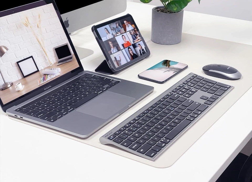 Space Gray Wireless Keyboard and Mouse Set for Mac Bluetooth Multi Device Com...