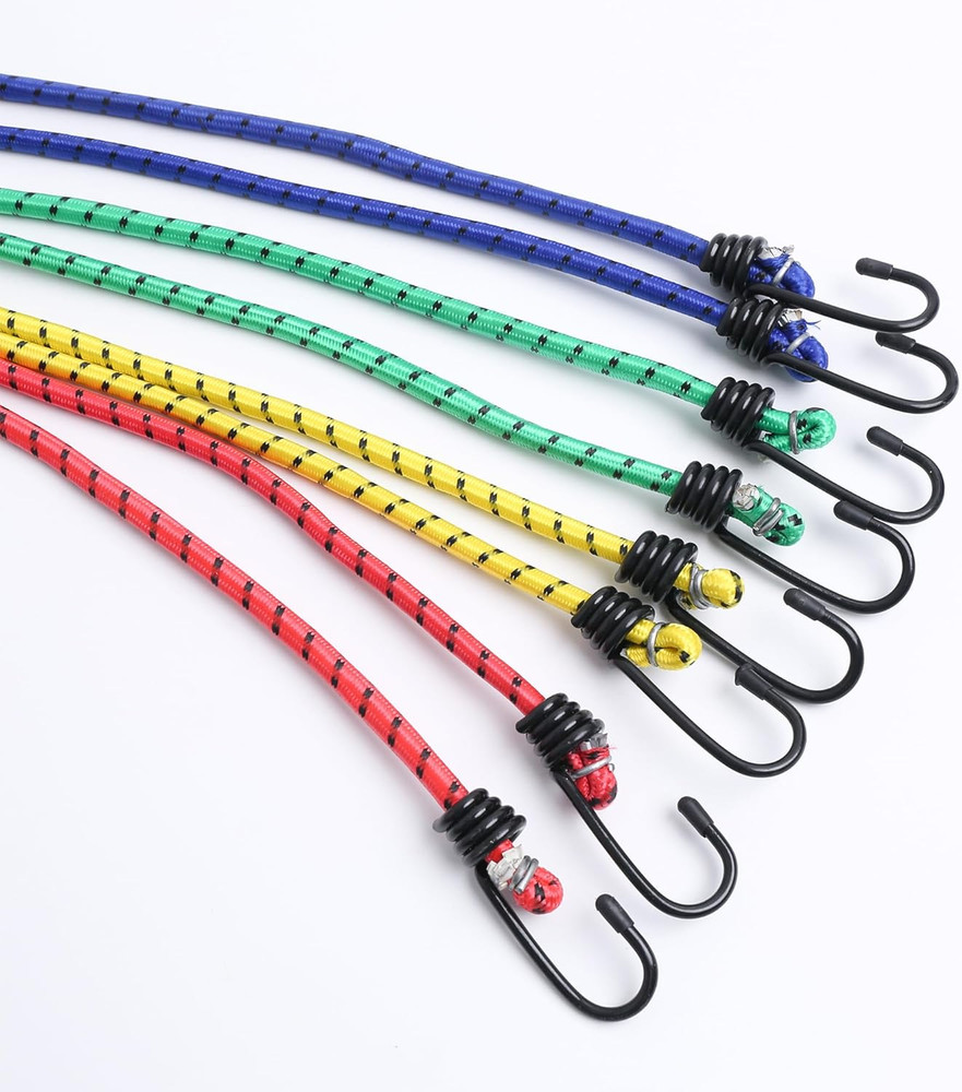 8 Pack Bungee Cords with Hooks,Elastic Bungee Straps,Includes 40",32", 24", 16",