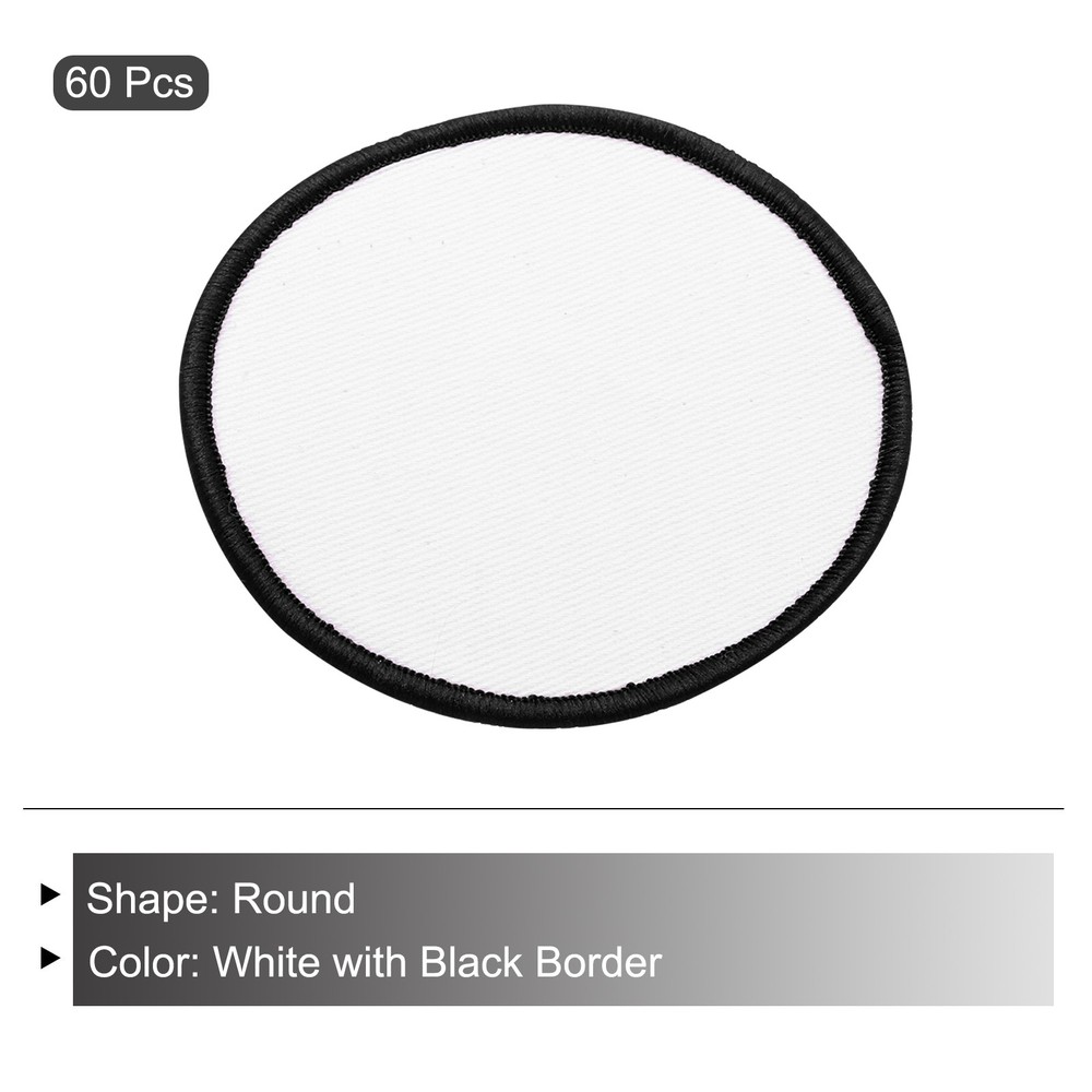 60pcs Sublimation Patch Blank Round White with Black Border